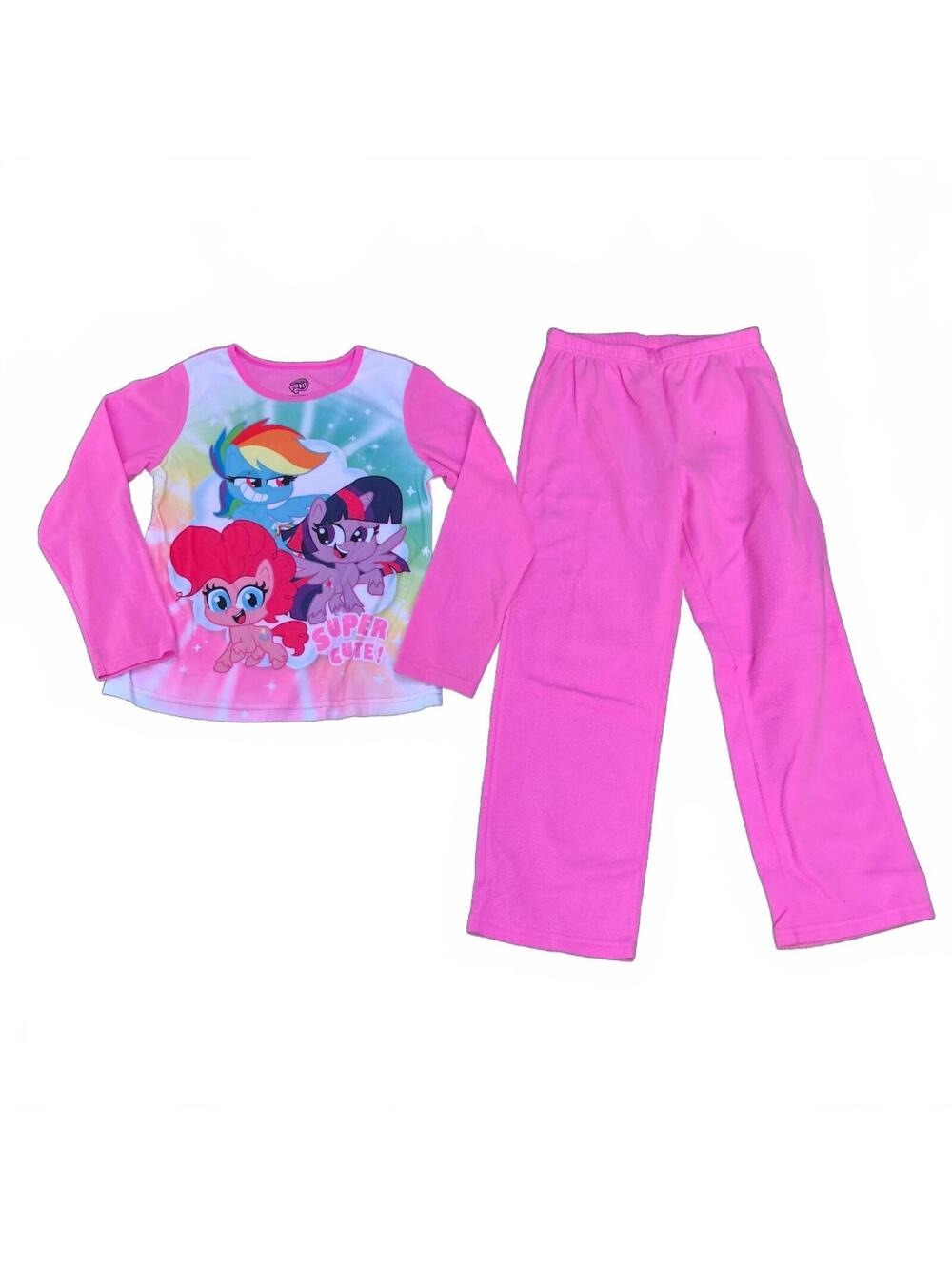 My Little Pony Girls 2-Piece Pink Fleece Pajama Set Size 7/8